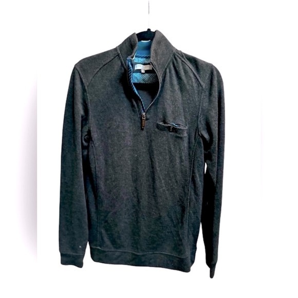 TED BAKER LONDON Valerio Wool Men’s Dark Gray Quarter Zip Jacket Coat Size SM - Picture 1 of 14
